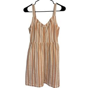 NWOT Roxy striped linen fit and flare dress with Adjustable Straps Size Small